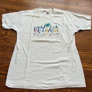 Vintage Fruit Of The Loom White T-Shirt Key West Single Stitch Made In USA XL